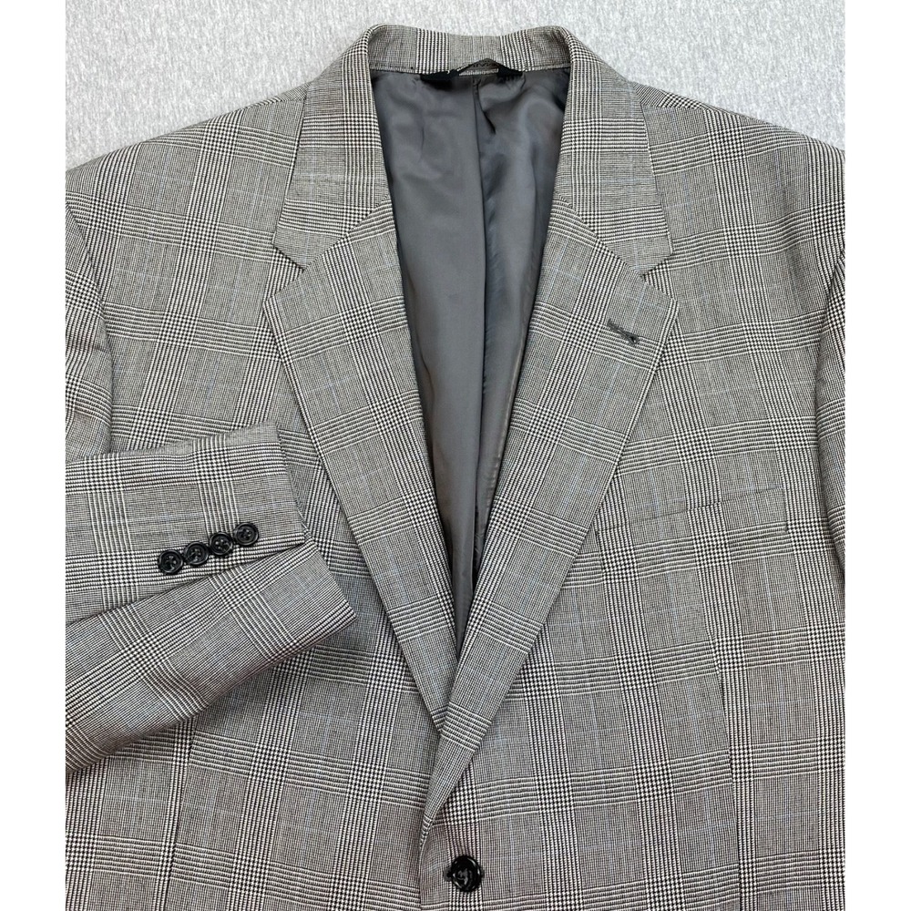 Jos A Bank Blazer Mens 46R Plaid 100% Wool 2-Button Single Breast
